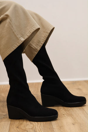 Miss Elastic - 75501 Black Wedge Sock Boot