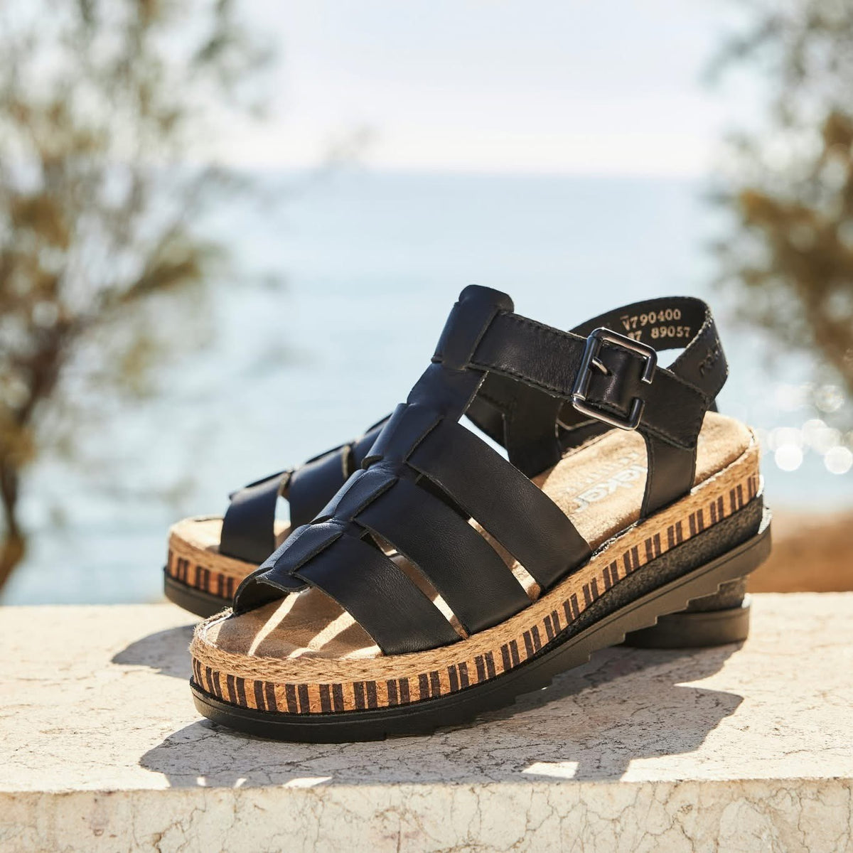 Rieker - V7904 Black Gladiator Sandal