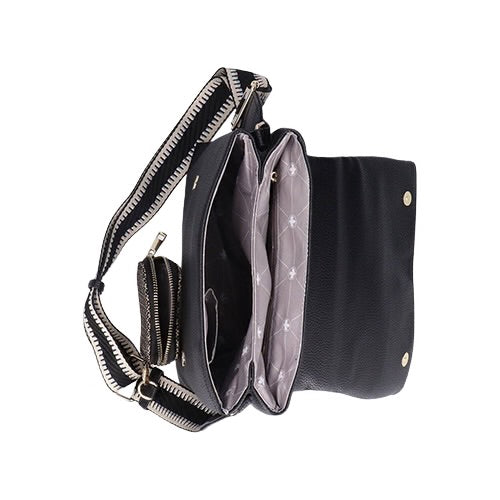 Rieker - H1612/00 Black & Cream Crossbody Bag