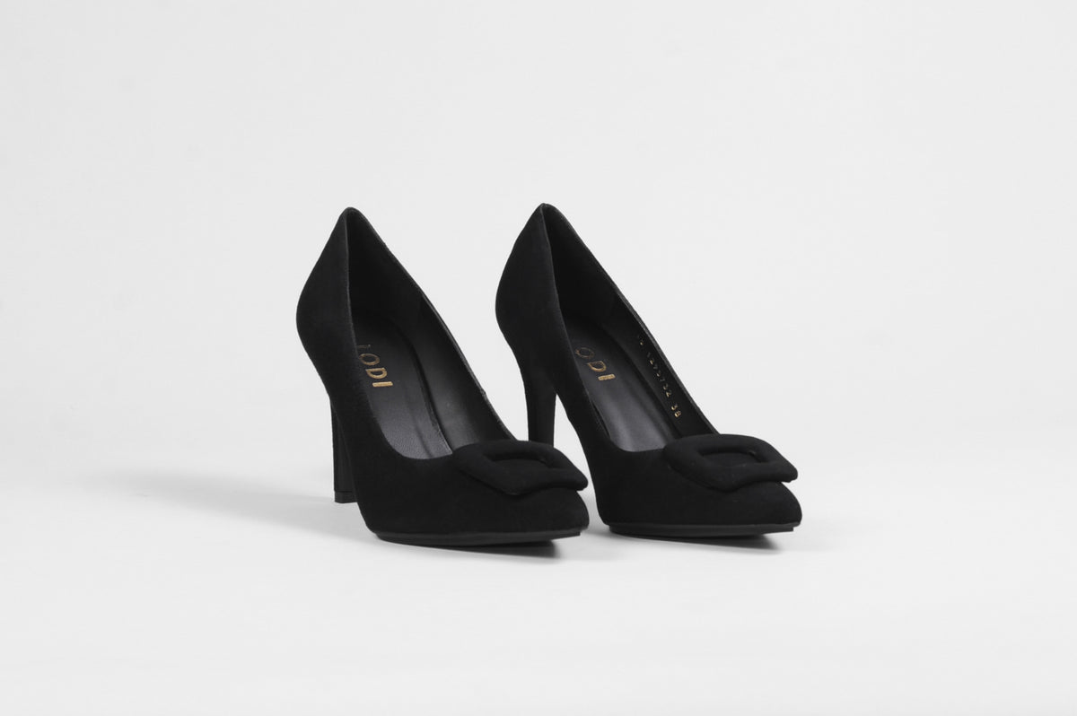 Lodi - Roti Black Suede Court Shoe