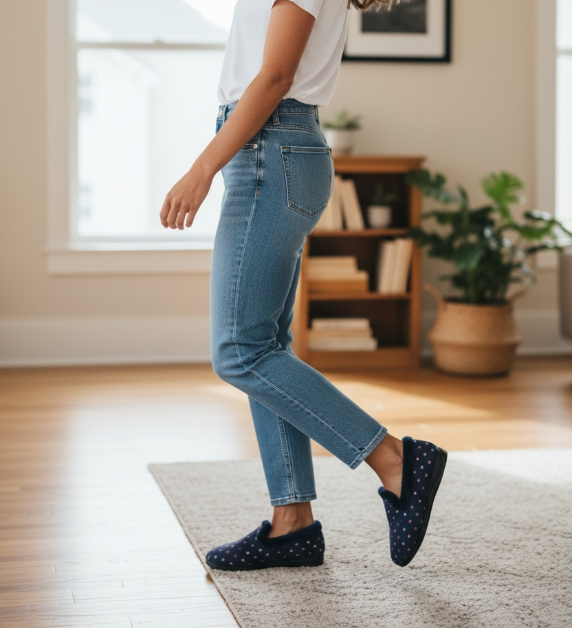 Padders - Repose Navy Spot Slipper