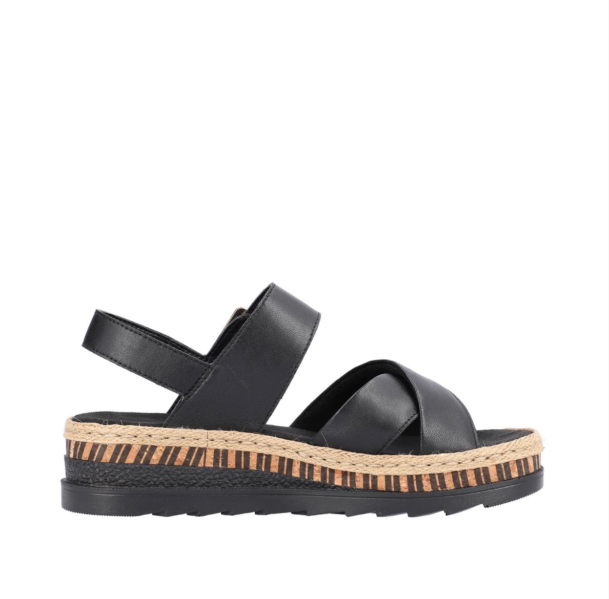 Rieker - V7951 Black Wedge Sandal