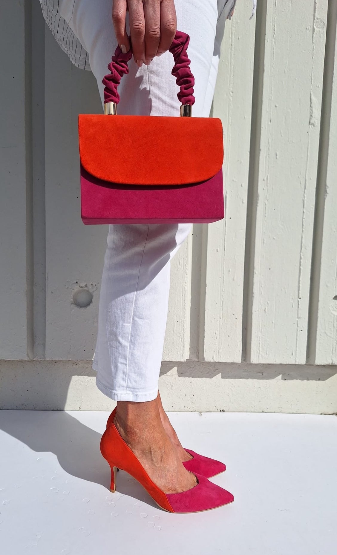 Rachels - Cerise Pink & Orange Court Shoe