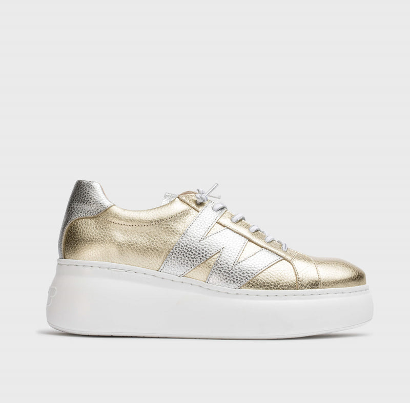 Wonders - A-2650 Gold and Silver Slip On Trainer