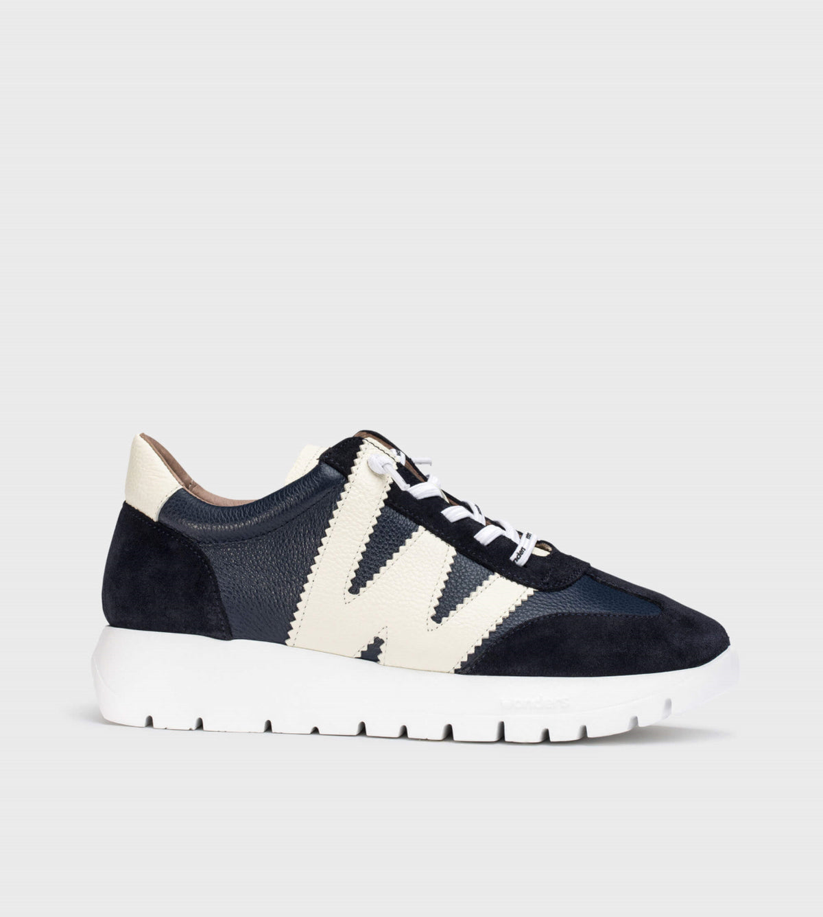 Wonders -A-2476 Navy and Cream Leather Multi Trainer