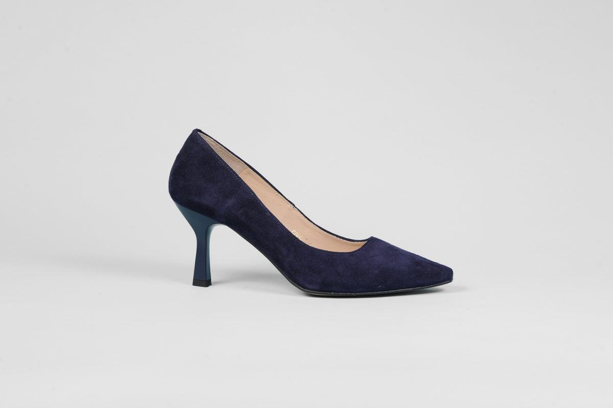 Rachels - Navy Suede Court Shoe