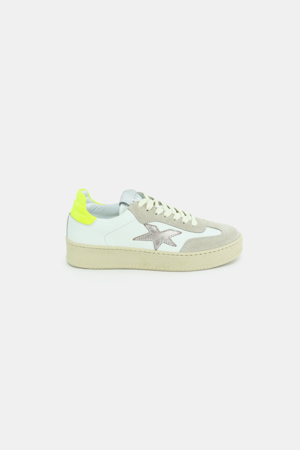 Meline - 525 ACC-SNT Ivory, Gold and Neon Flatform Trainer