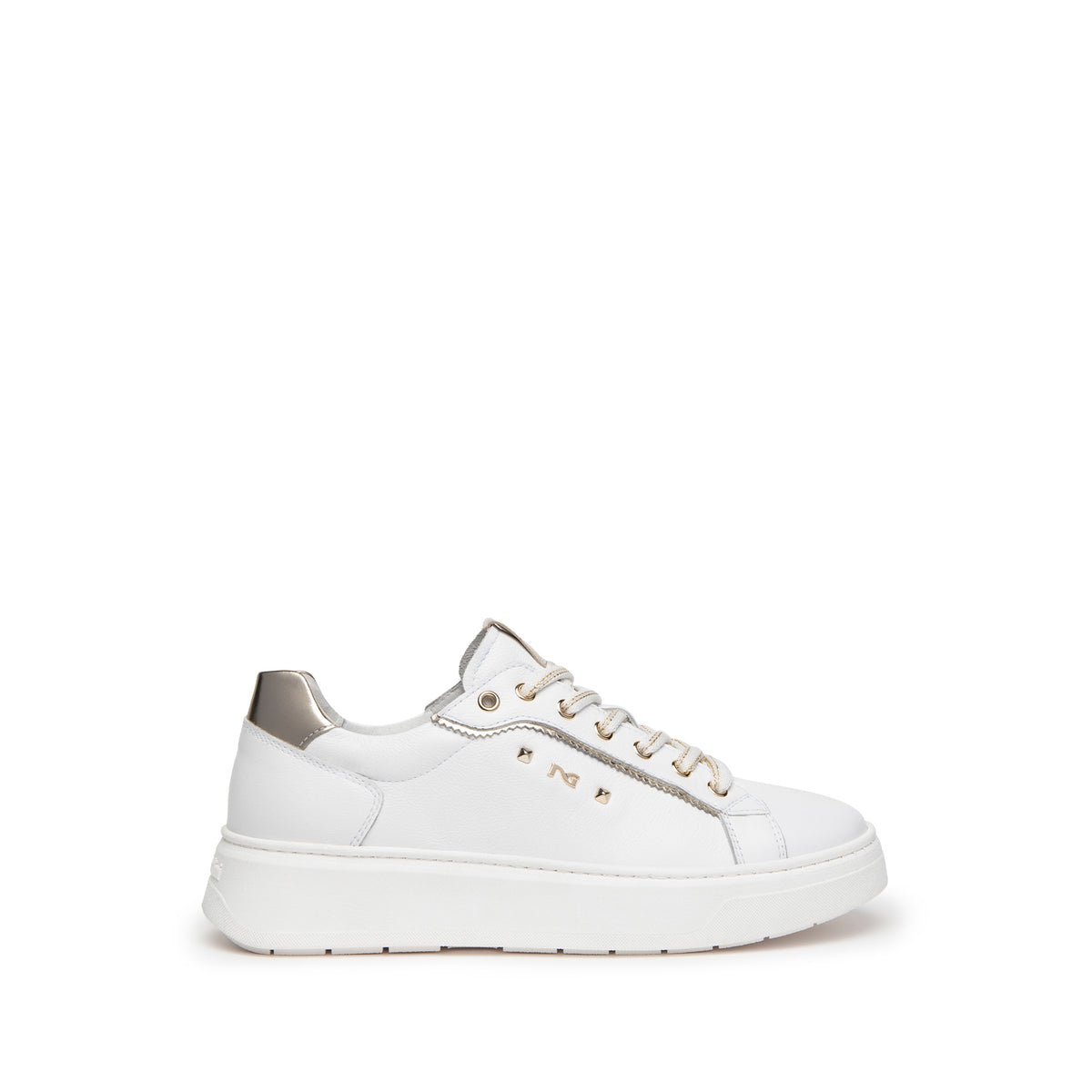 Nerogiardini - E409977D White Trainers with a Gold Trim [Preorder for May 2nd]
