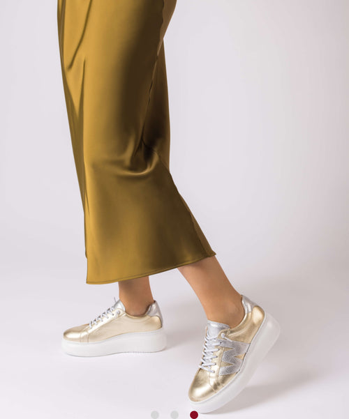 Wonders - A-2650 Gold and Silver Slip On Trainer