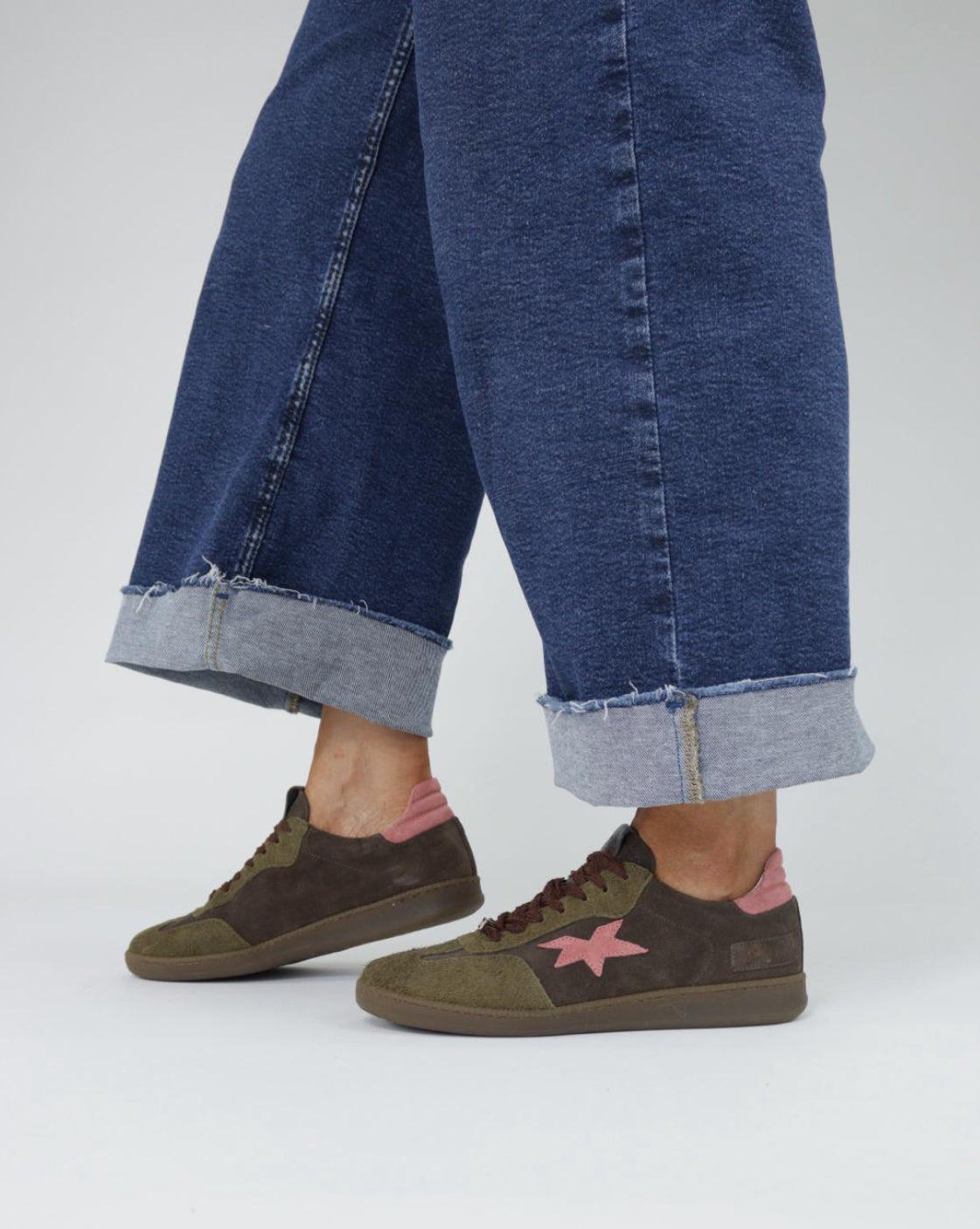 Meline - 526 FP-R Brown and Khaki Suede Trainer
