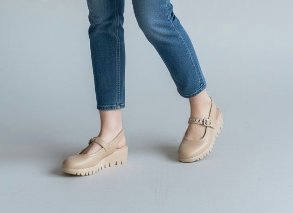 Wonders - C-33353 Beige Strap Slingback