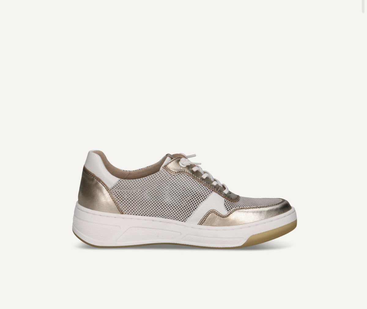 Caprice - 23504 White and Gold Trainer