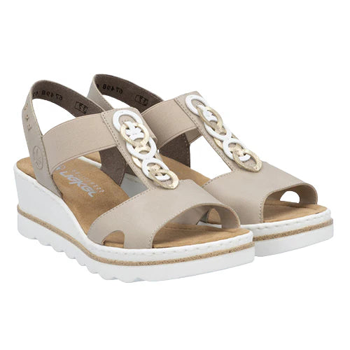 Rieker - 67498 Beige Elastic Sandal