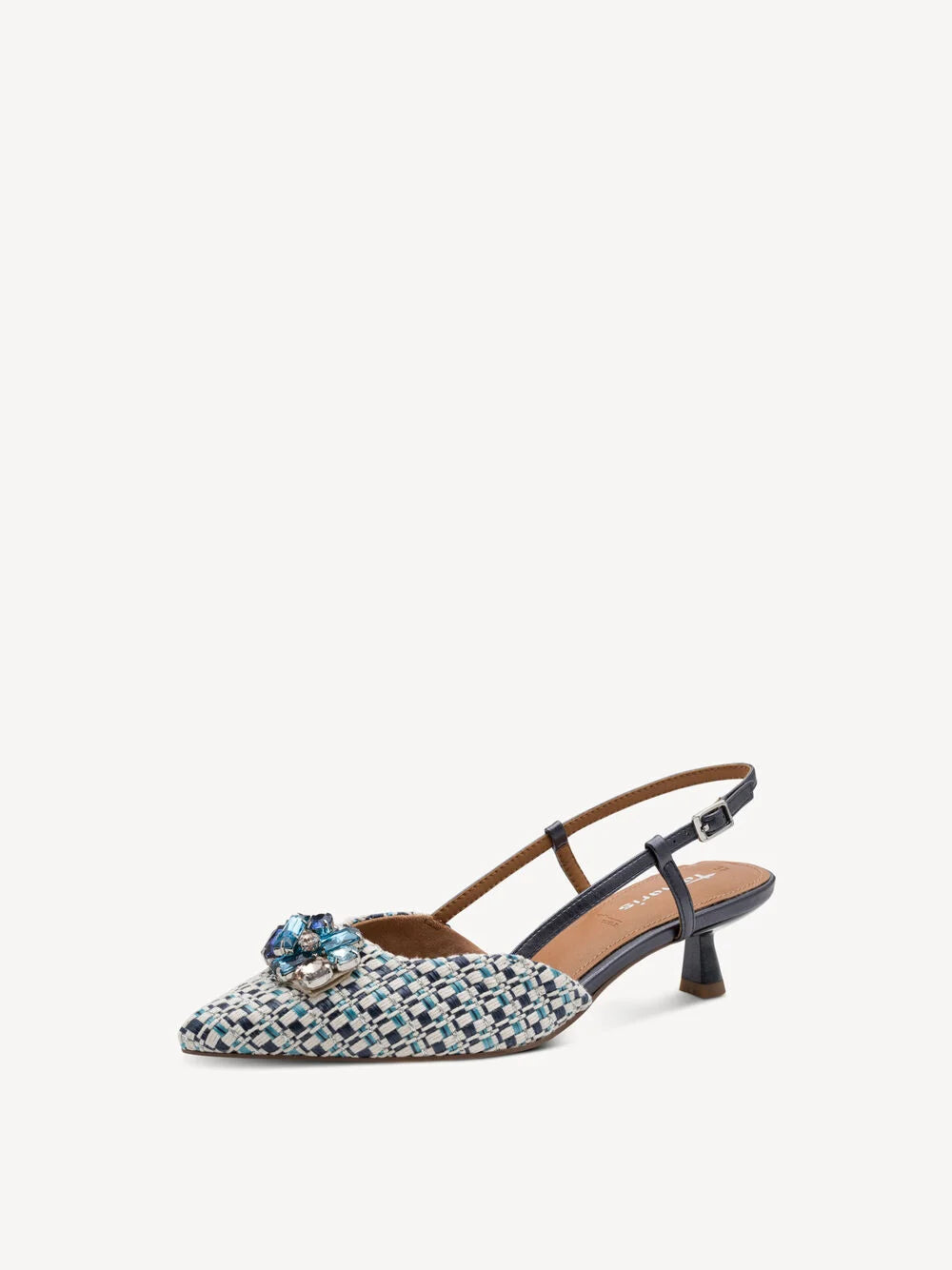 Tamaris - 29512 Navy & Cream Raffia Slingback