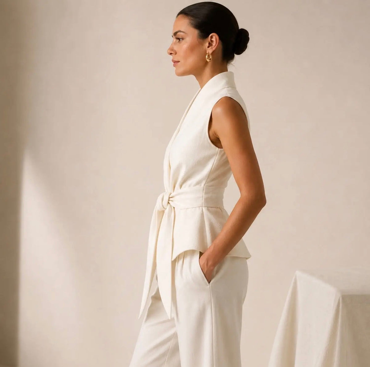 Anna - Cream Peplum Waistcoat