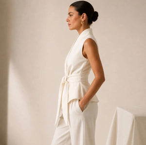 Anna - Cream Peplum Waistcoat [Preorder for November 5th]