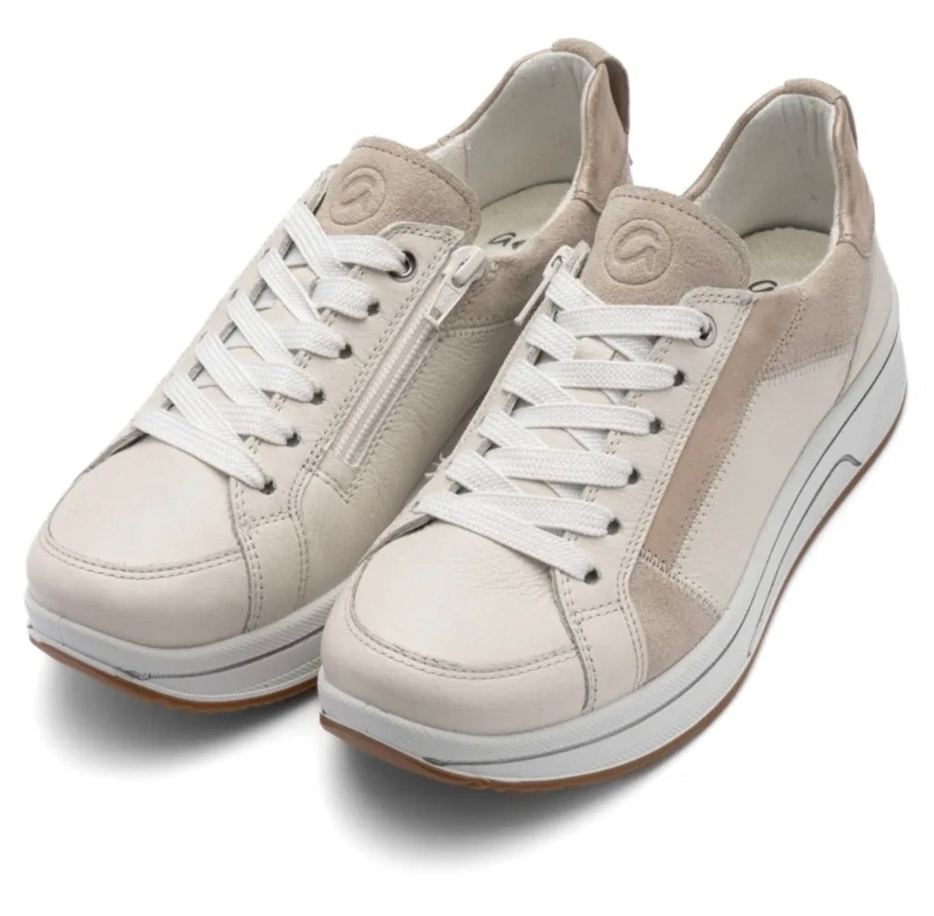 Ara - 27512 Cream Zip Wedge Trainer