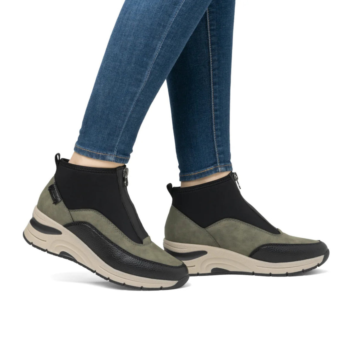 Rieker - N9632 Khaki Zip Wedge Boot
