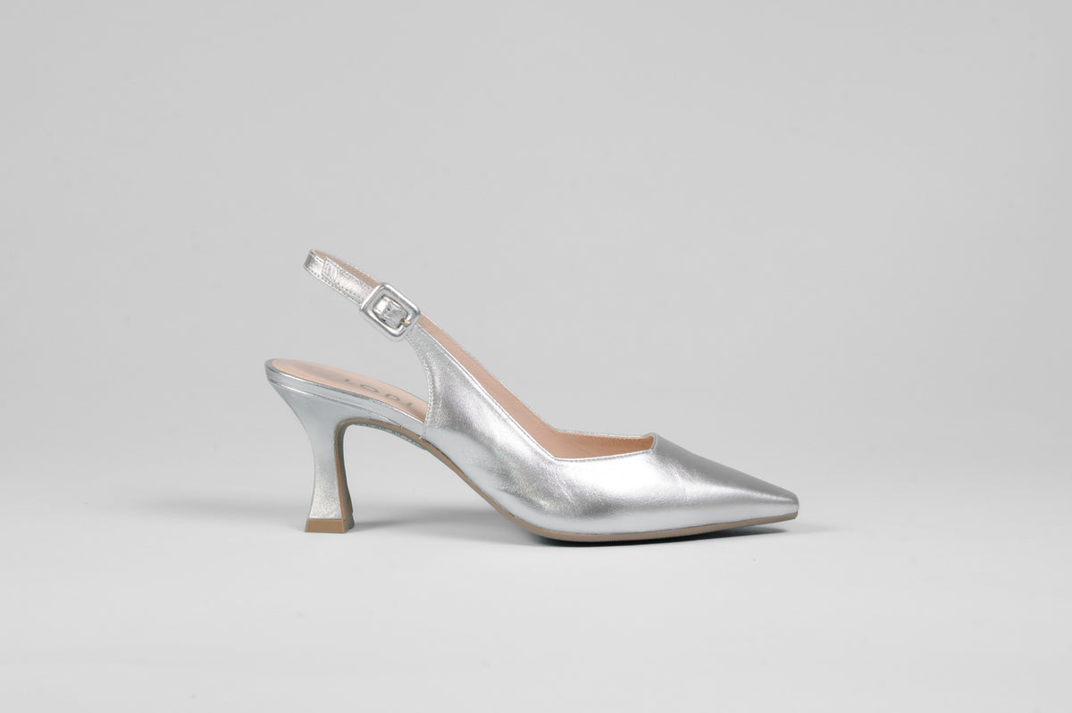 Lodi - Juco Silver Slingback with a kitten heel