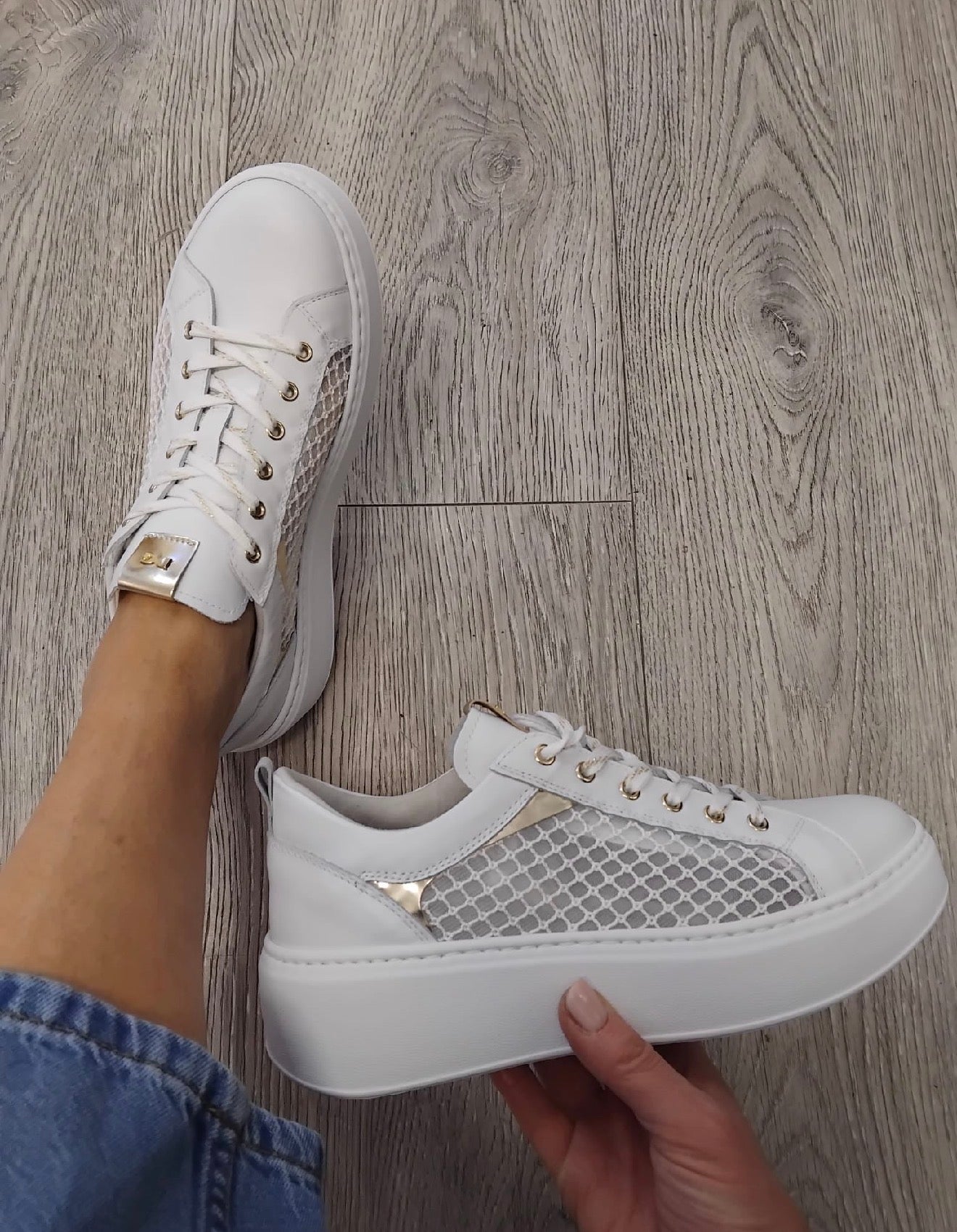 NeroGiardini - E615292D White Mesh Platform Trainer