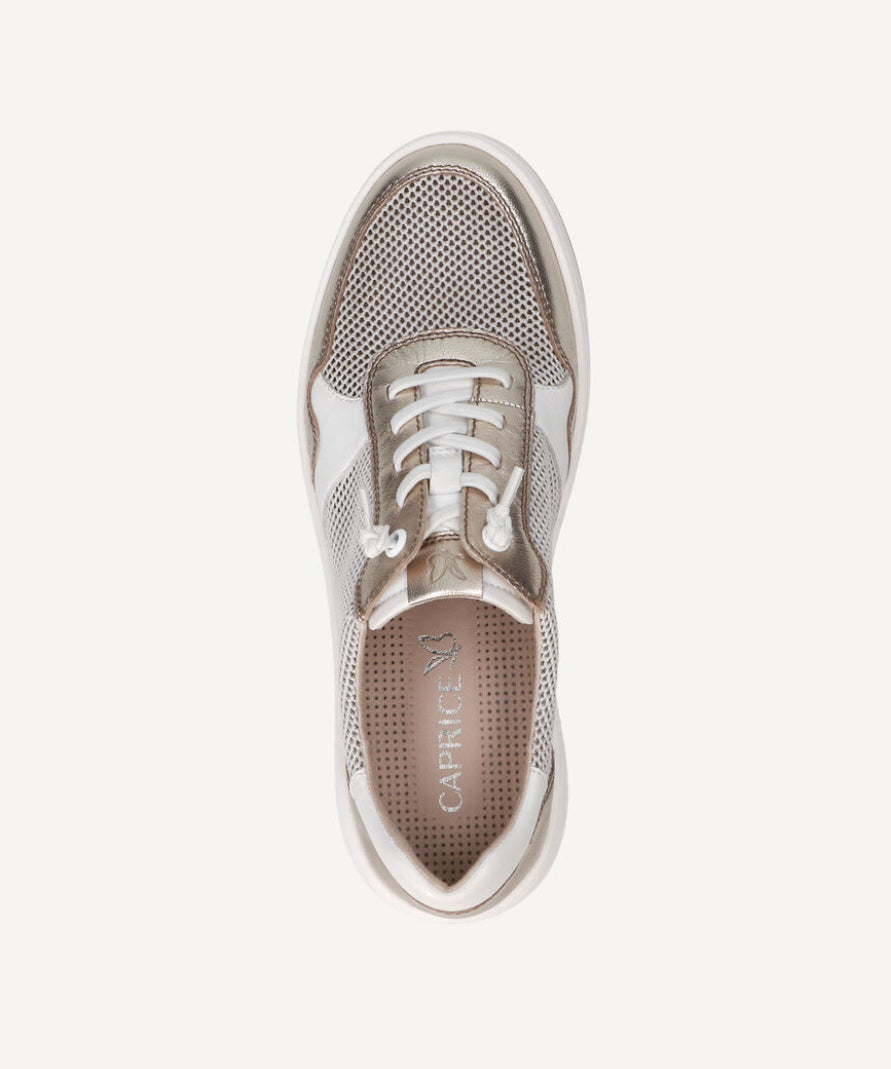 Caprice - 23504 White and Gold Trainer