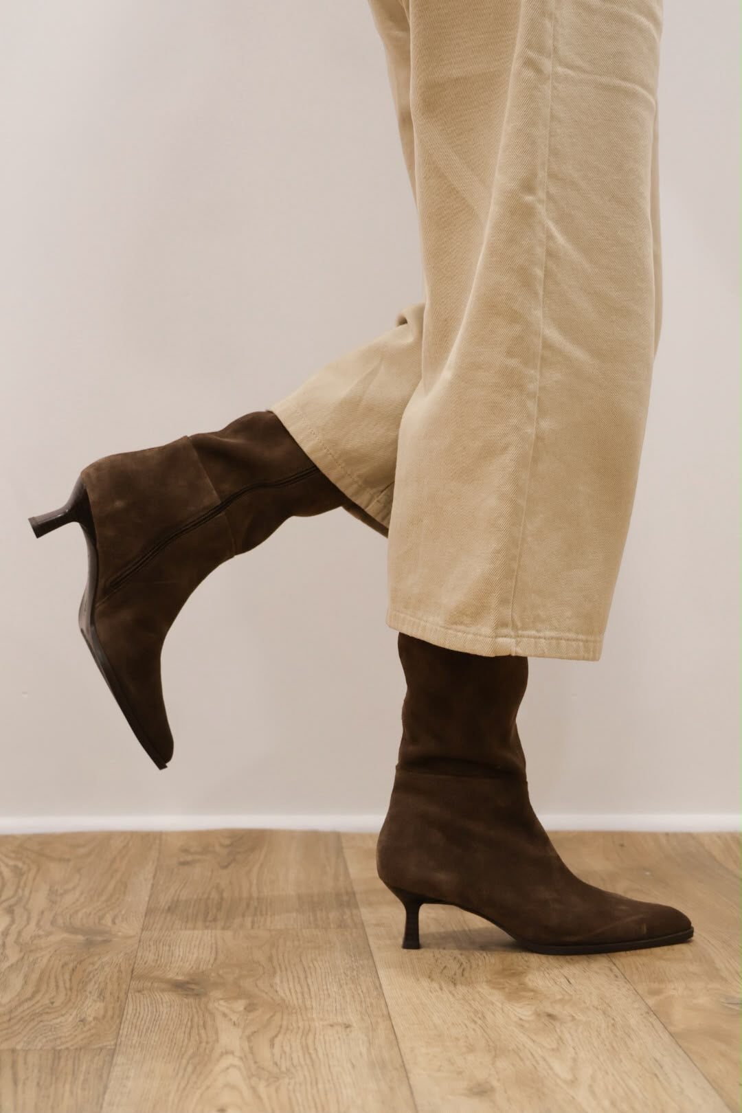 Unisa - Leeds Taupe Suede Kitten Knee High Boot