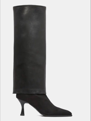 Miss Elastic - 77068 Black Med Calf Pointy Toe