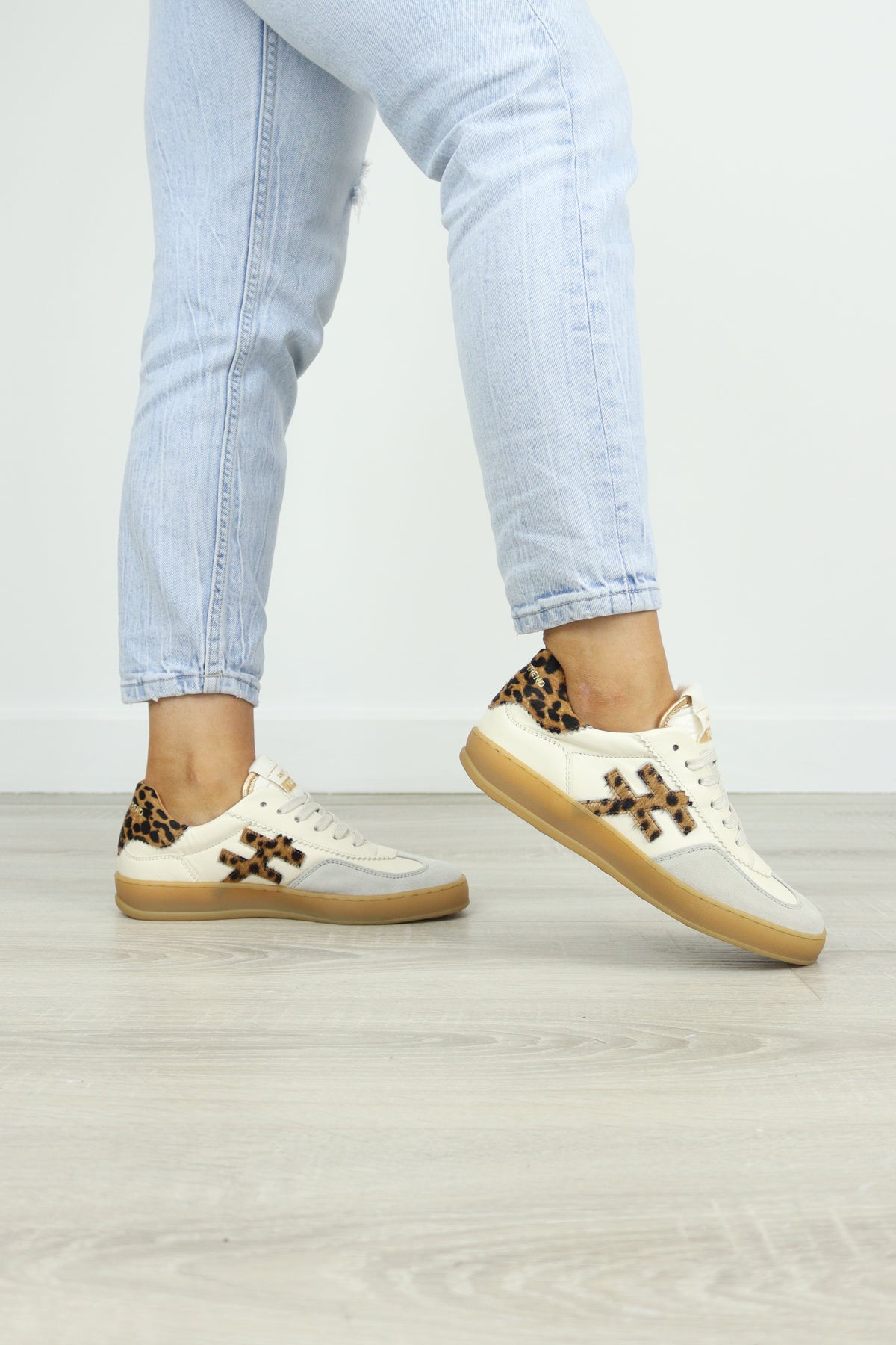 Another Trend - A032 Cream and Leopard Trainer