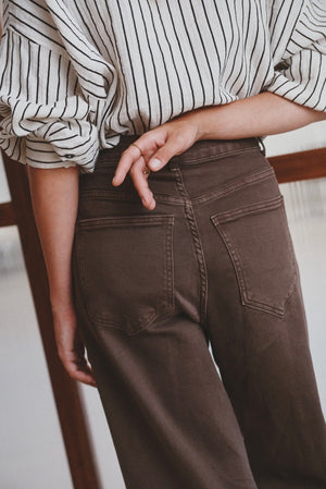 Anna - Brown Barrel Jeans