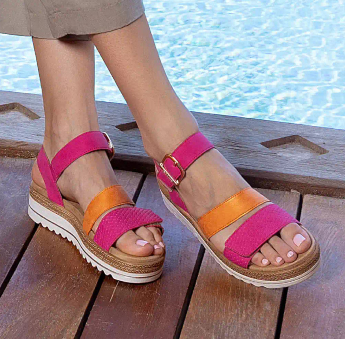 Remonte - D0Q55 Pink and Orange Gladiator Sandal