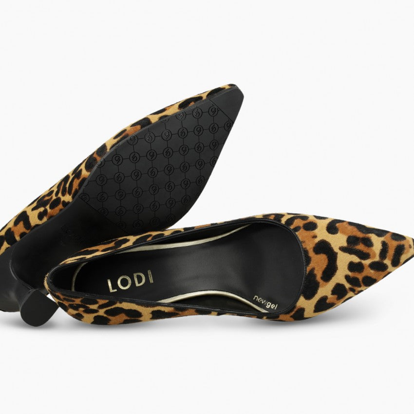 Lodi - Genoma Leopard Kitten Heel Court Shoe