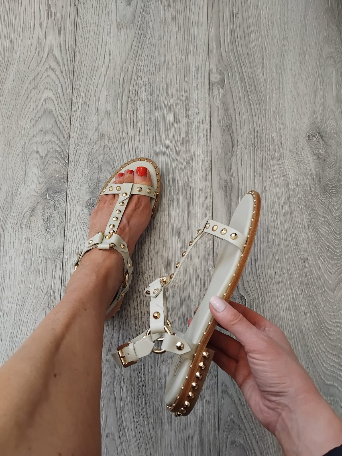 Ash - Patsy Cream Stud Gladiator Sandal