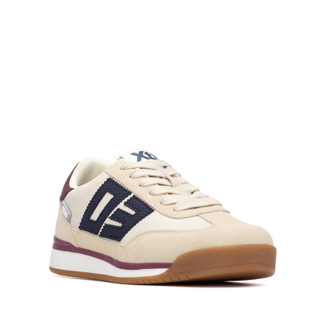 XTI - 145018 Cream & Burgundy Retro Trainer