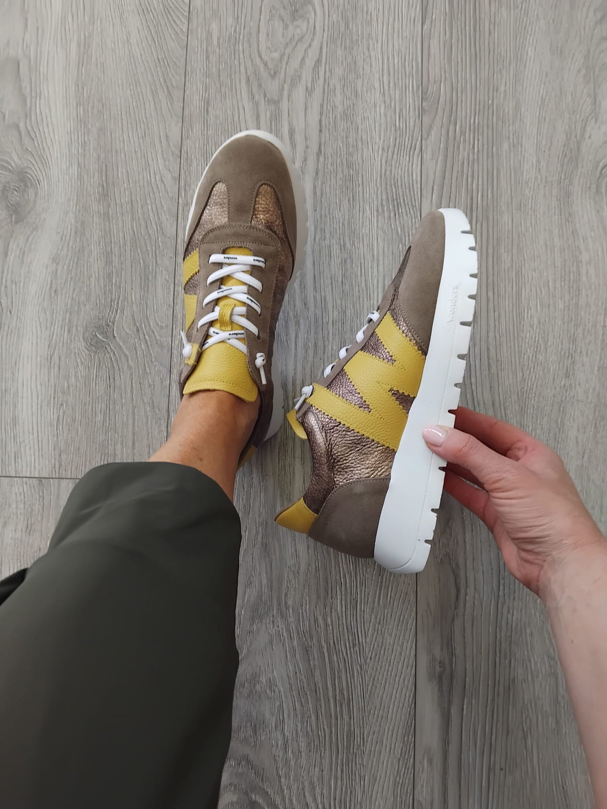 Wonders - A-2476 Khaki & Mustard Slip On Trainer