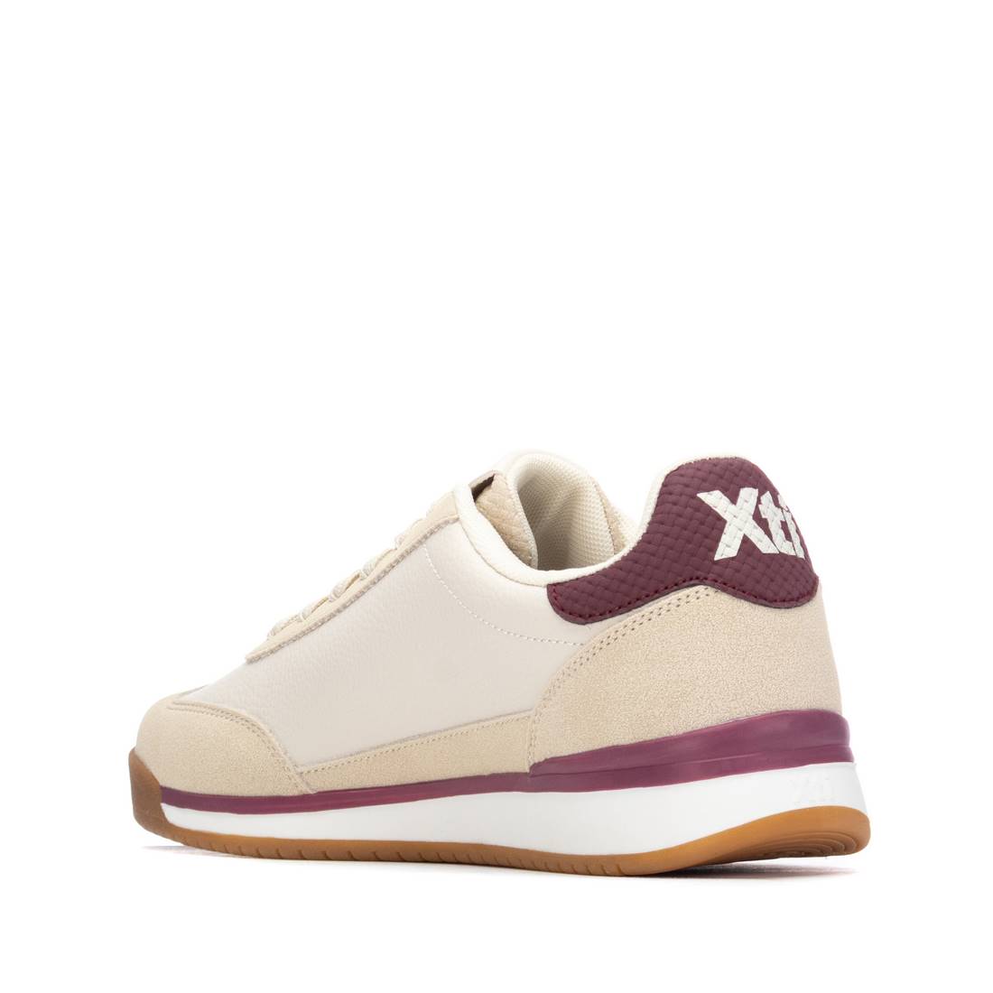 XTI - 145018 Cream & Burgundy Retro Trainer