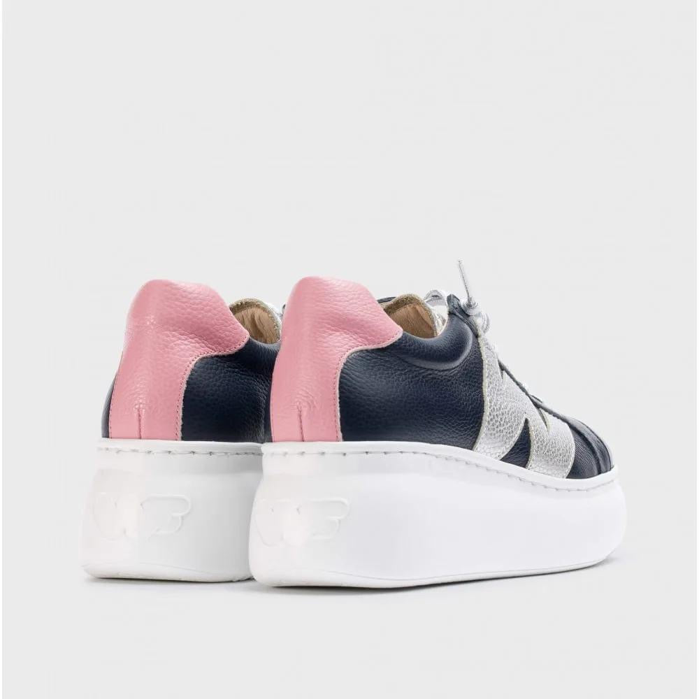 Wonders - A2650 Navy and Pink Slip On Trainer