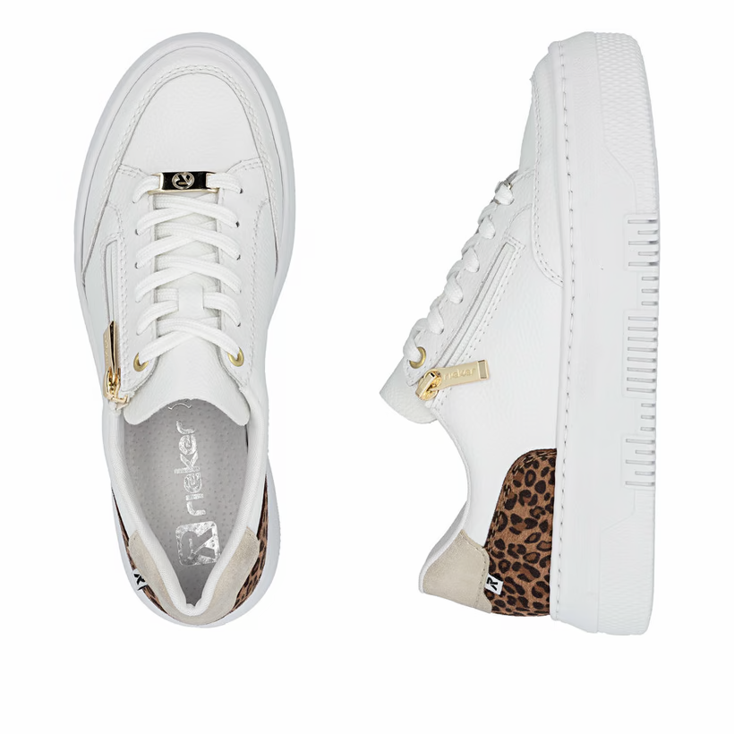 Rieker - M1900 White and Leopard Zip Trainer