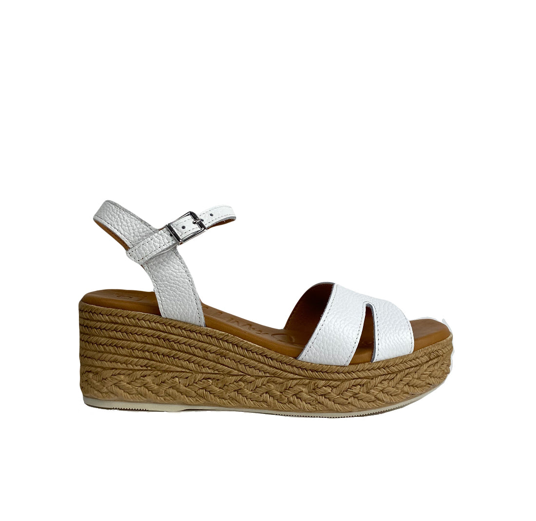 Oh My Sandals - 5451 White Wedge Sandal