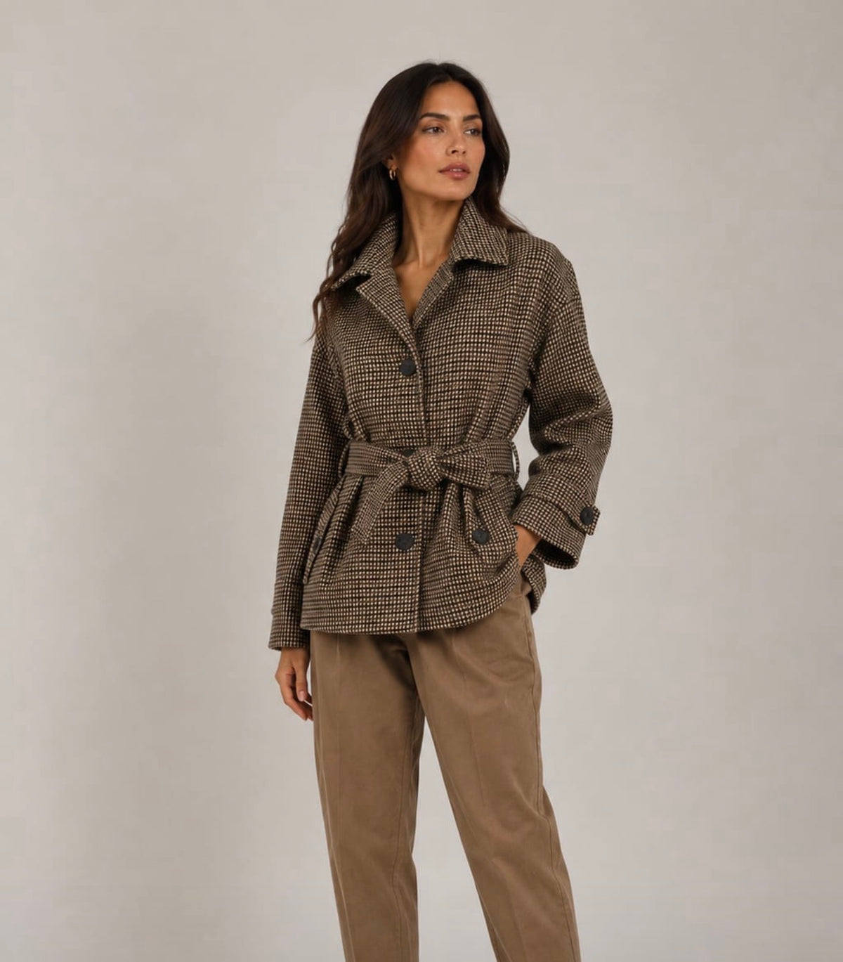 Anna - Brown/Beige Check Jacket