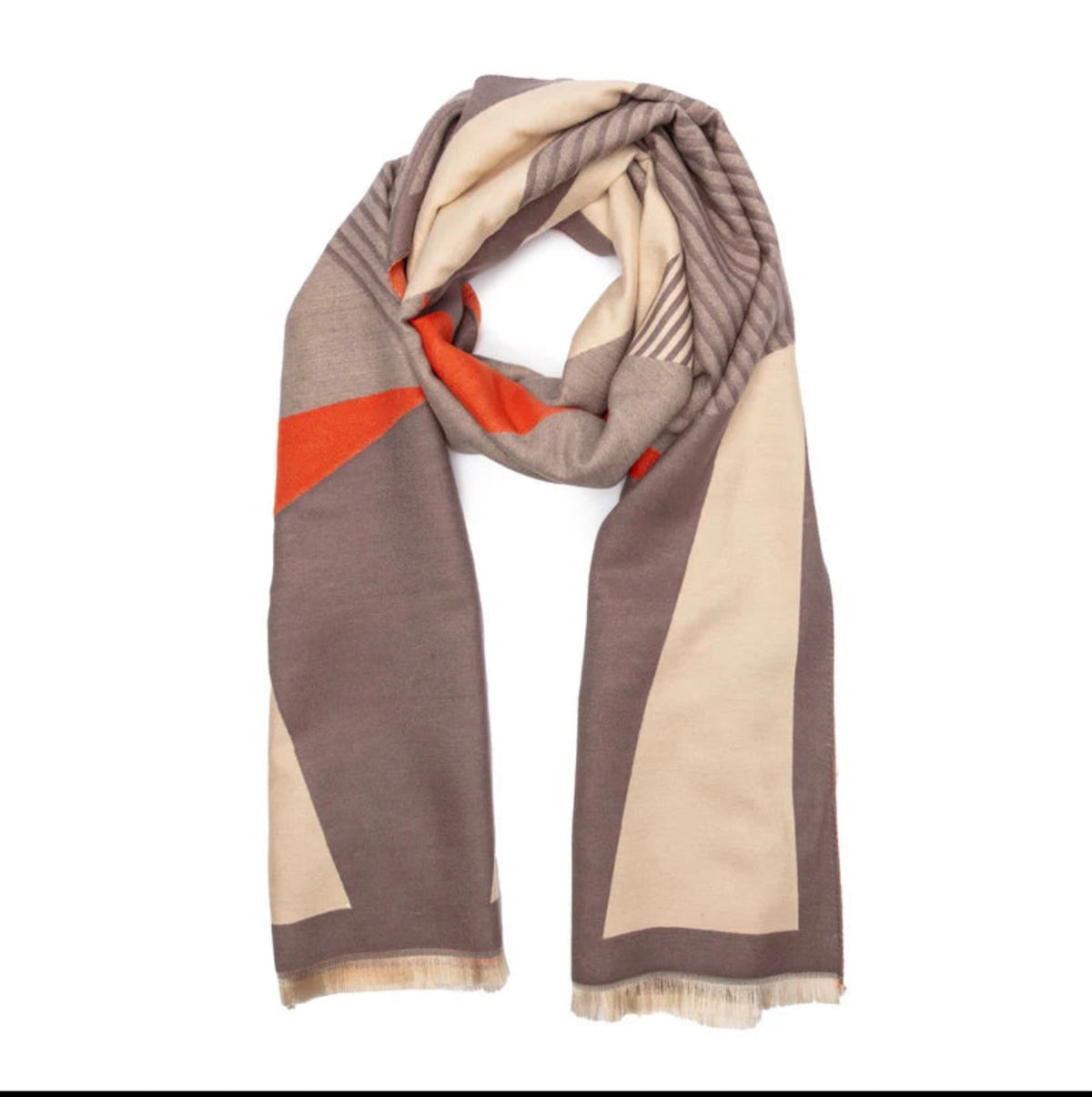 Elie Beaumont - Grey / Ivory & Brick Scarf