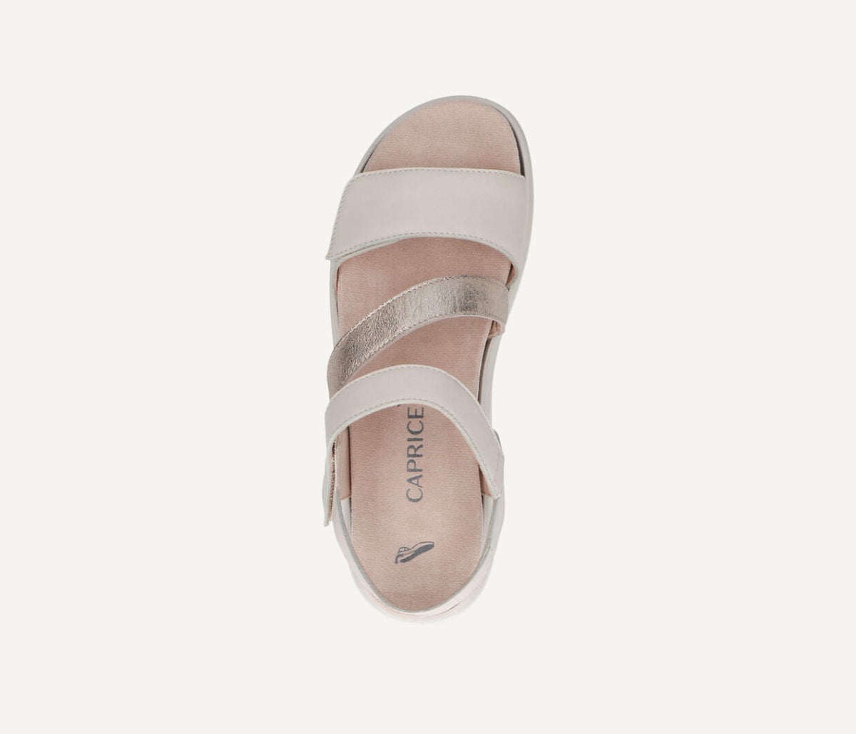 Caprice - 28716 Ivory & Gold Velcro Sandal