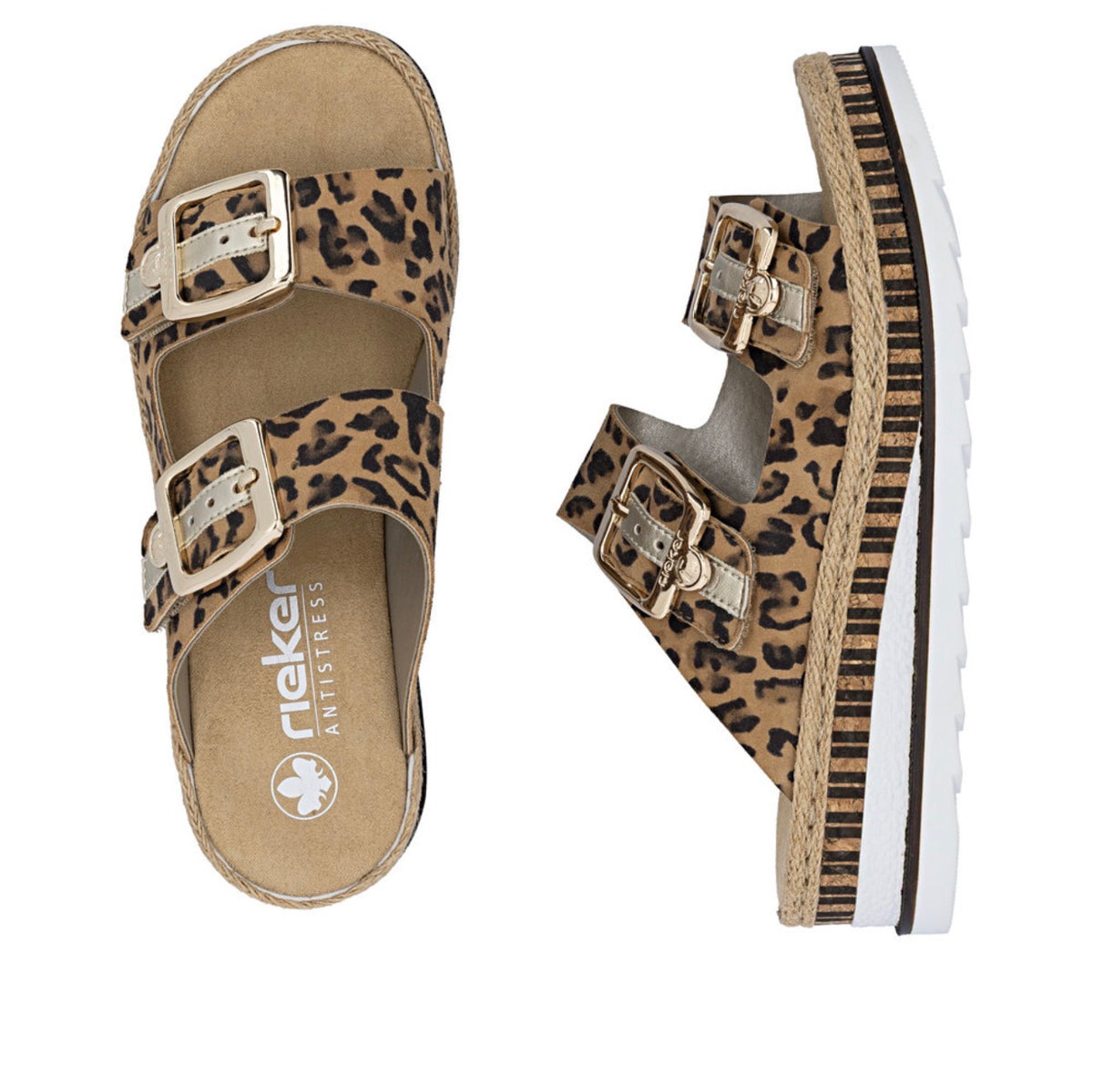 Rieker - V7955 - Leopard Wedge Mule