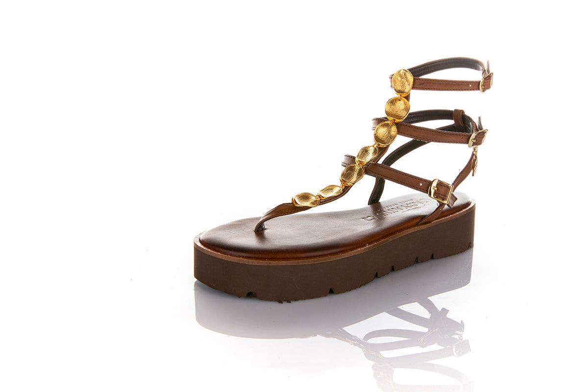 Caryatis - 671007 Brown Wedge Gladiator Sandal