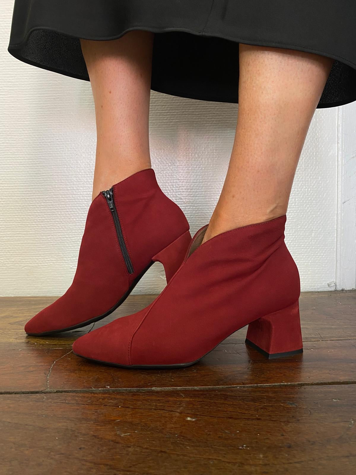Wonders - I-9013 Red Suede Ankle Boot
