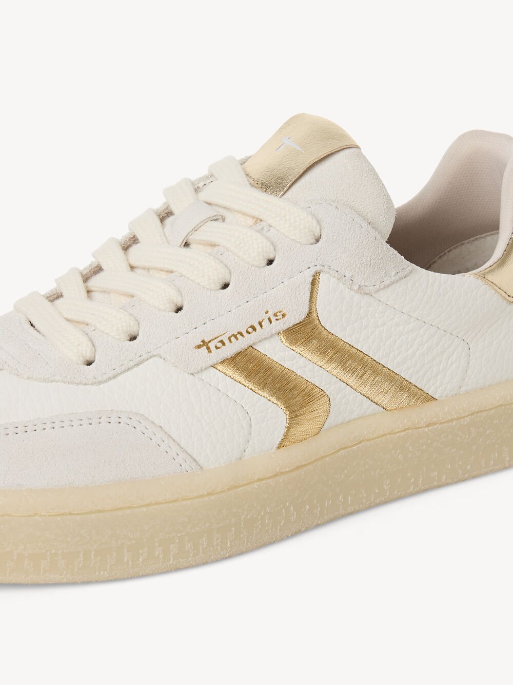 Tamaris - 23723 White and Gold Trainer