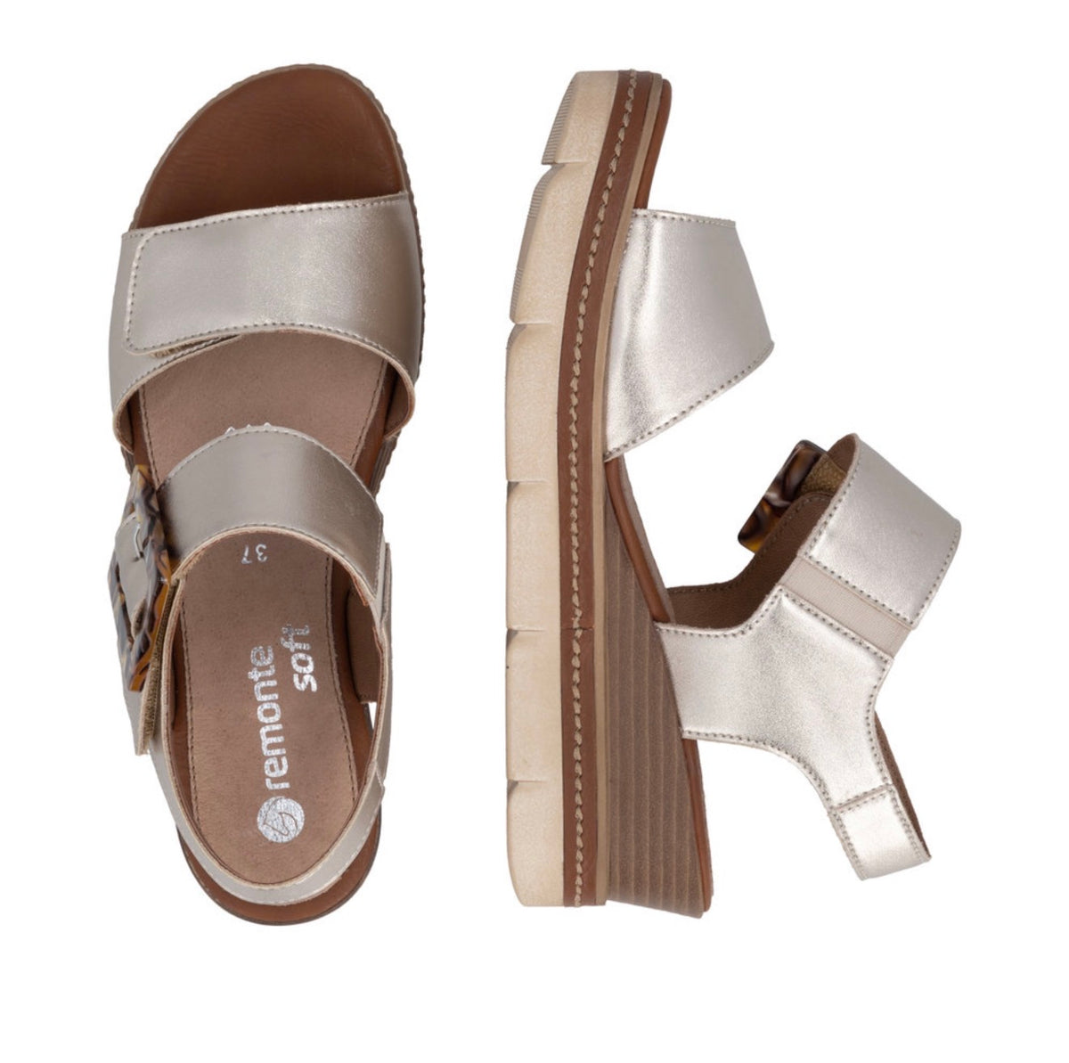 Remonte - D2L53 Gold Wedge Sandal