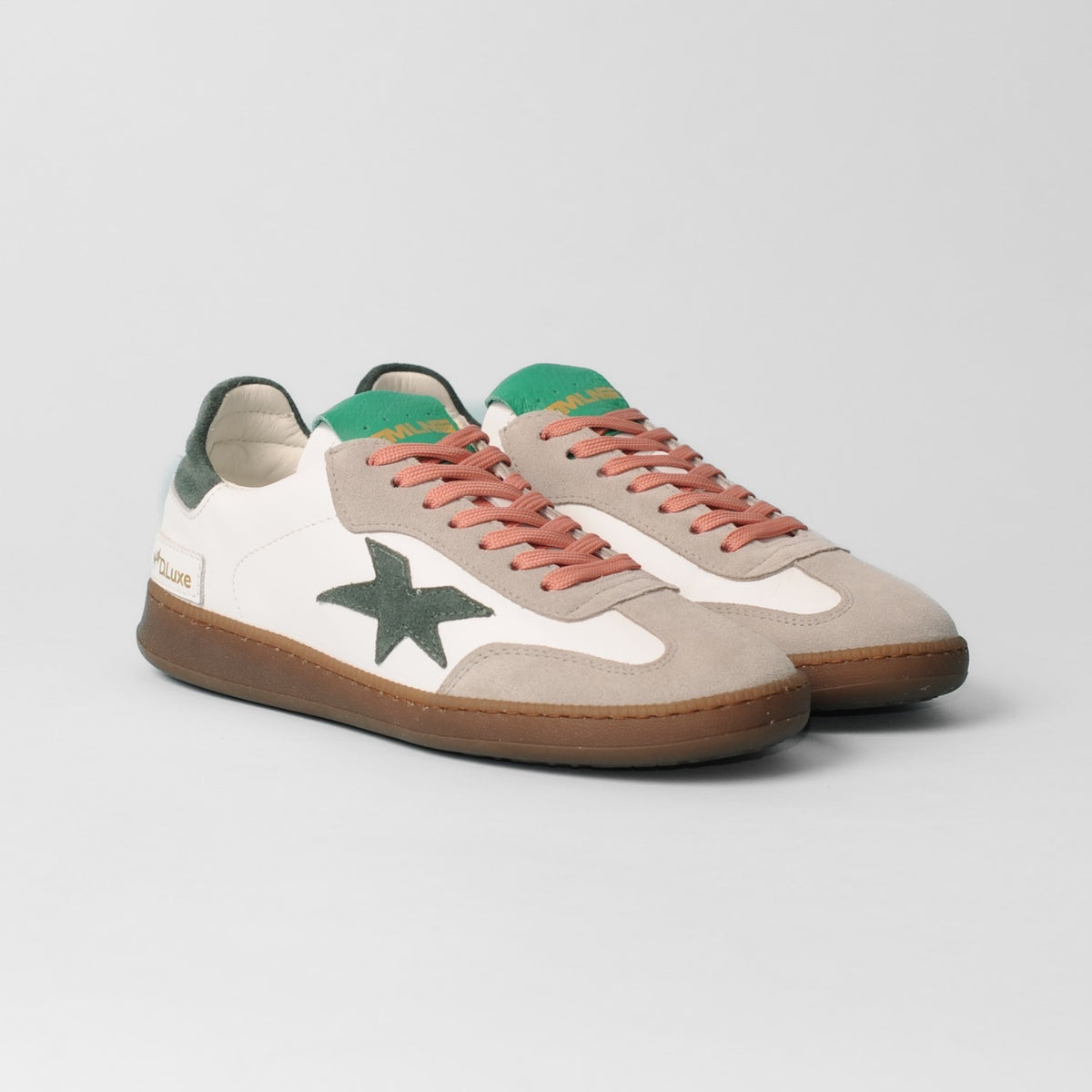 Meline - R 526 White and Green Retro Trainer