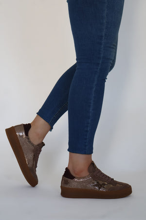 Meline - 525 SBT Taupe/Burgundy Platform Trainer