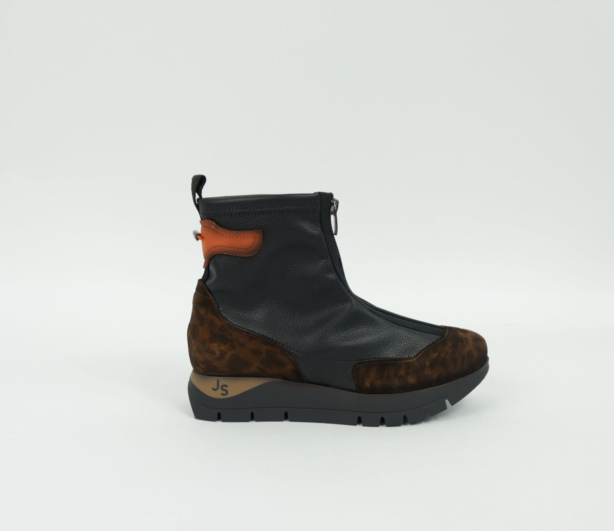 Jose Saenz - 2269 Black and Leopard Sock Boot