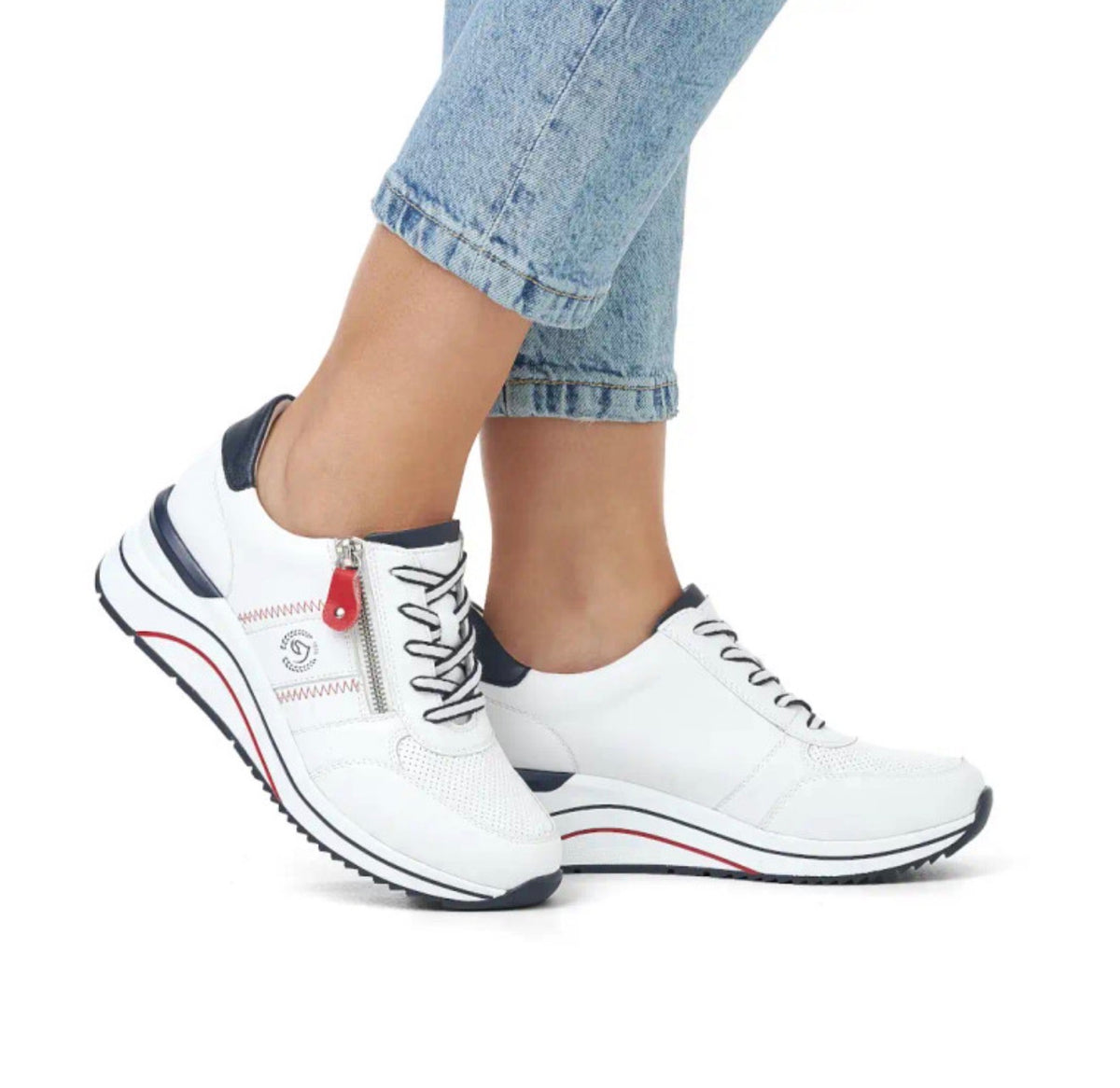 Remonte - D0T04 White and Nautical Wedge Trainer
